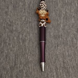 Purple Pen with Cow Design
